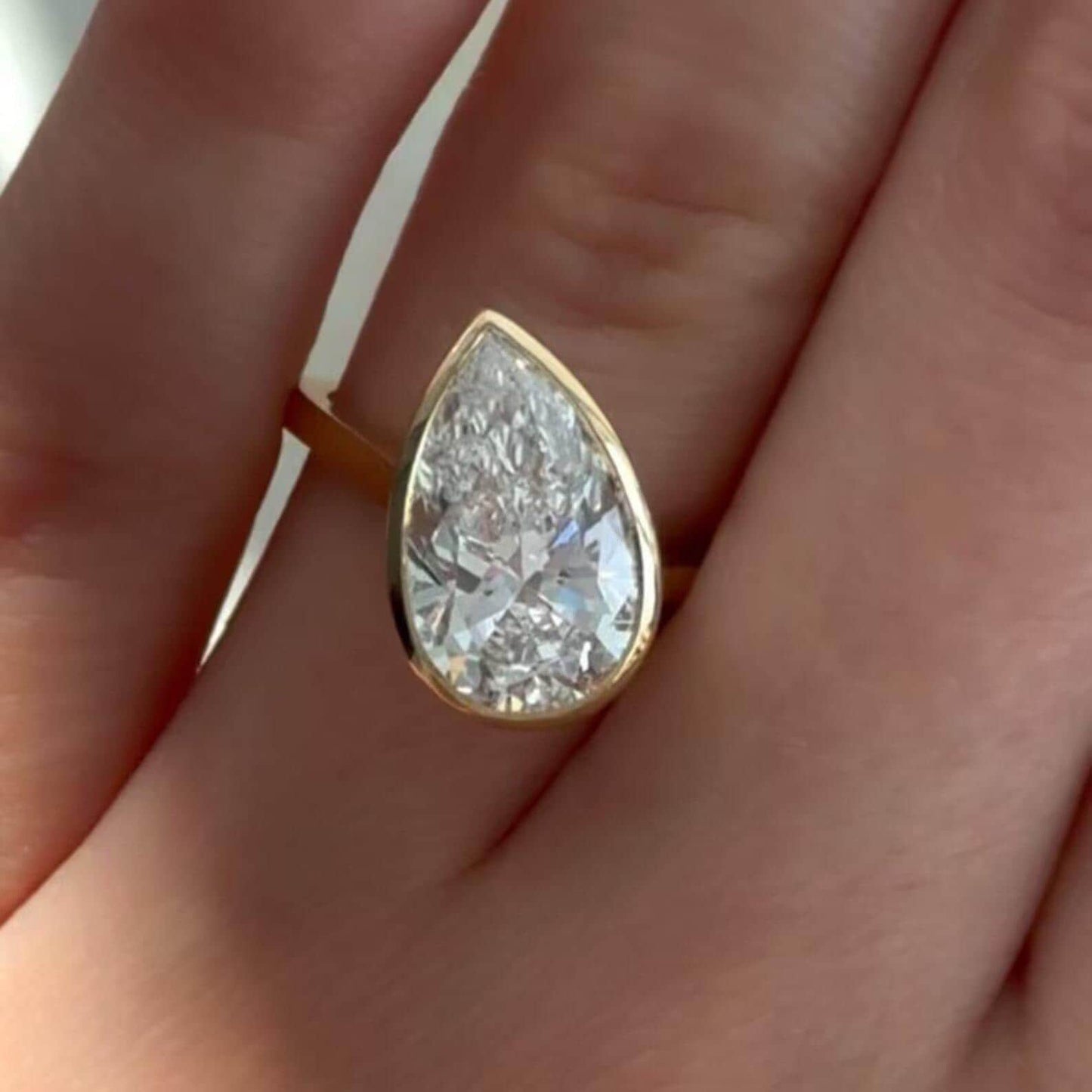 8 CT Pear Cut Moissanite Diamond Ring Pear Bezel Set Engagement Ring 14K Gold Wedding Ring For Women Anniversary Gift For Her Promise Ring