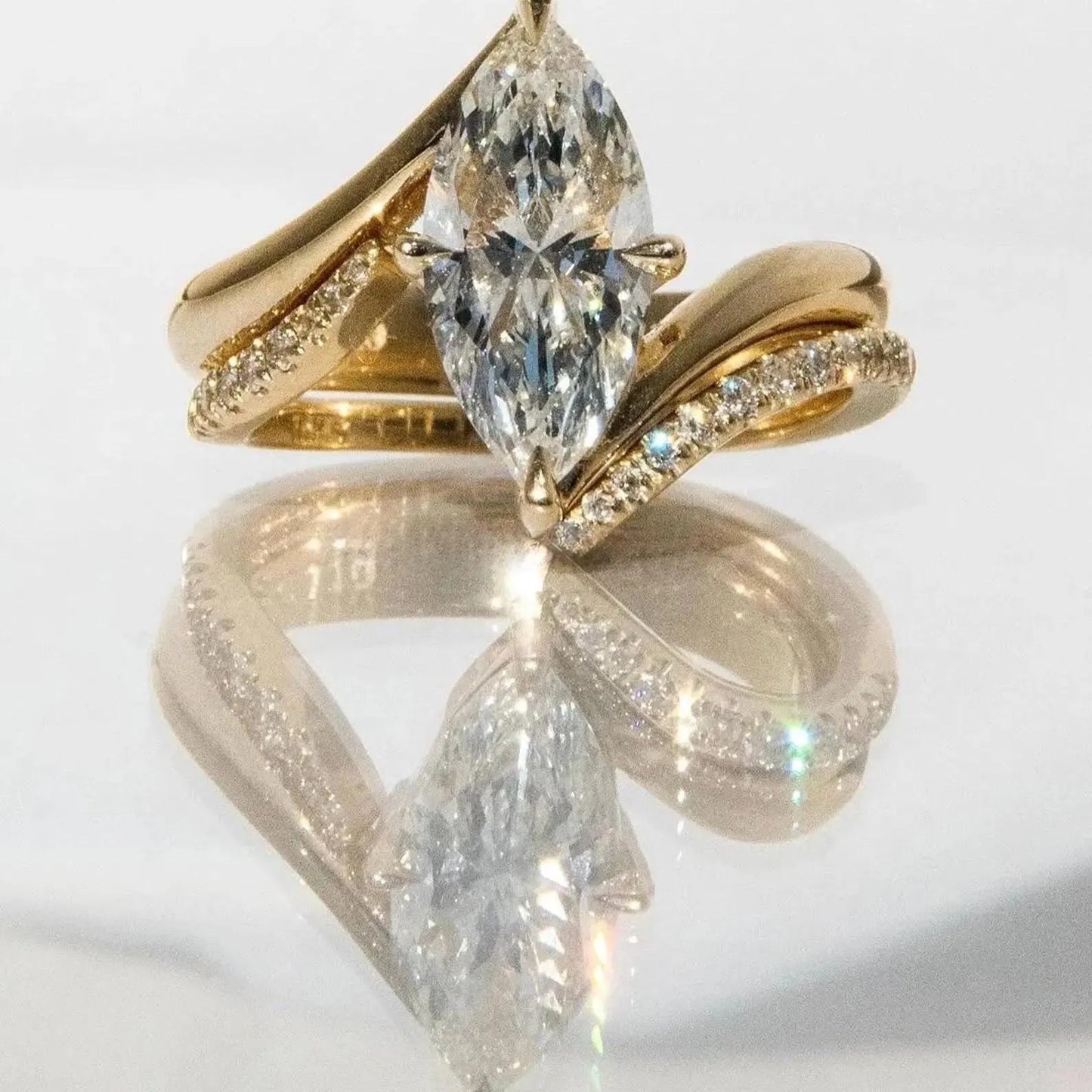 3 CT Marquise Cut Moissanite Engagement Ring Set Bridal Set 14K Gold Wedding Band Perfect Wedding Anniversary Gift for Her Unique Ring Set
